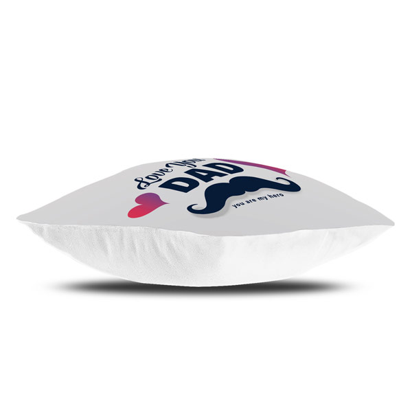 Love You Dad with Floating Hearts Satin Cushion Cover (12X12, White)