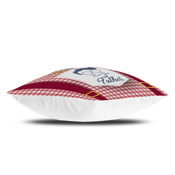 Love You Father with Checks Pocket Cushion Cover (12X12, Maroon)