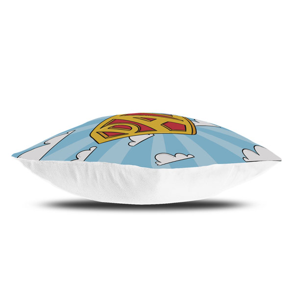 Super Dad Text Printed Cushion/Pillow Cover with Filler (12X12, Light Blue)