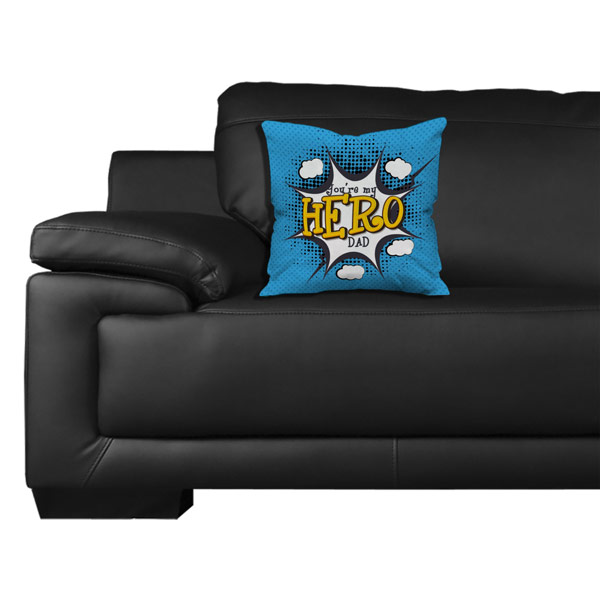 You are My Hero Dad Splash Printed Cushion/Pillow Cover with Filler (12X12, Dark Blue)