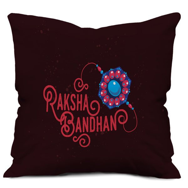 Happy Rakshabandhan Quote Printed Satin Cushion Cover