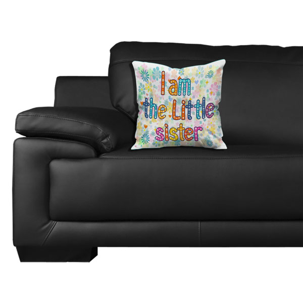 I am the Little sister Quote Printed Cushion Cover, White