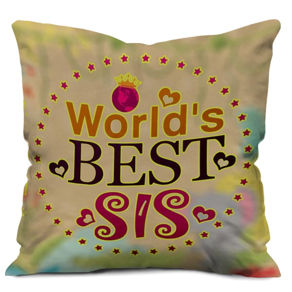 World's Best Sister Quote Printed Cushion Cover, Yellow World's Best Sister Quote Printed Cushion Cover, Yellow