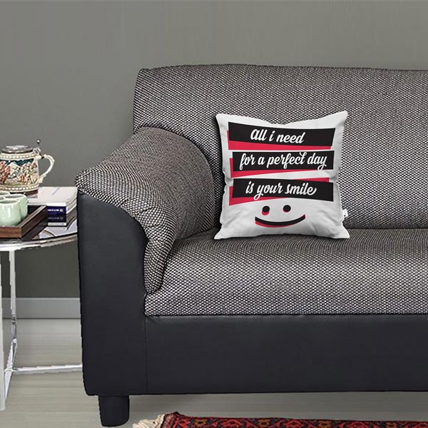 All I need Smile Satin Cushion Cover for Wedding Anniversary/Love