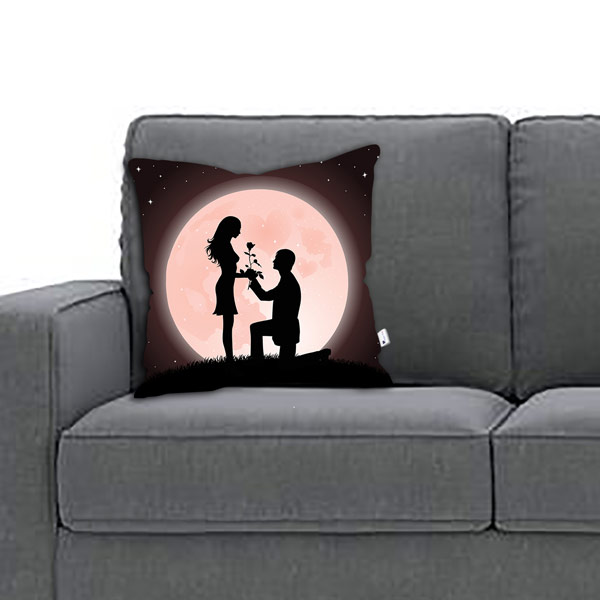 Boy Purposing His Girl Romantic Satin Cushion Cover 12X12