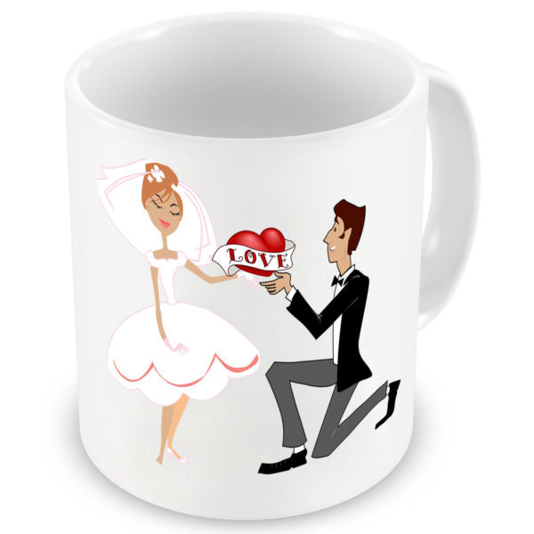 Cartoon Purposing His Dream Girl Printed Ceramic Coffee Mug