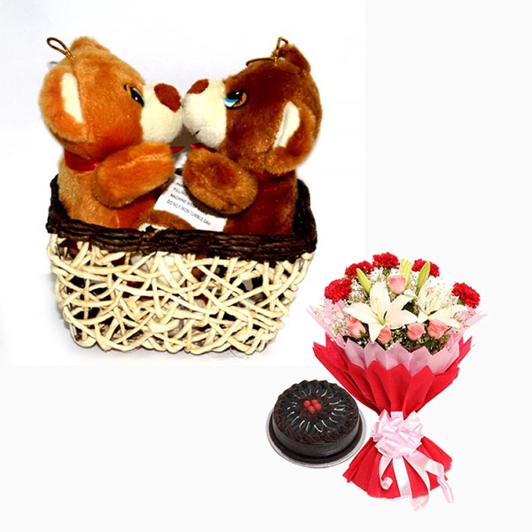 Soft toys , Flowers Combo