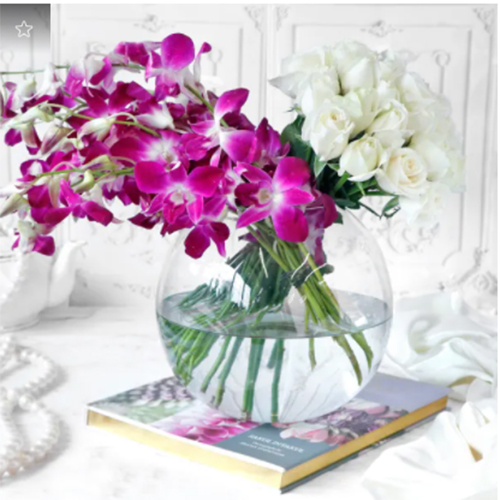 Assorted Flowers in Globe Vase