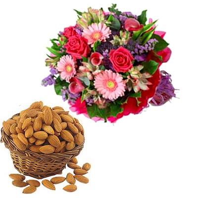 Seasonal Flowers With Almonds Basket Seasonal Flowers With Almonds Basket