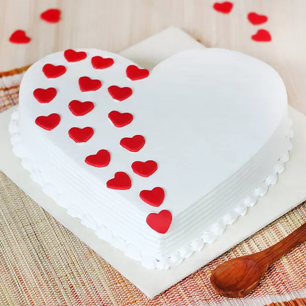 Eggless Heart Shape Vanilla Cake Eggless Heart Shape Vanilla Cake