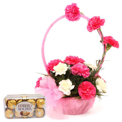 Pink N White Basket Of Flavours