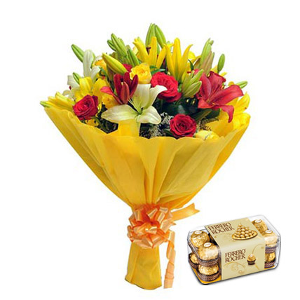 Mixed Roses N Lilies Premium
