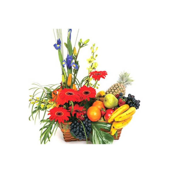 Fresh Fruits & Flowers In A Gift Basket Fresh Fruits & Flowers In A Gift Basket