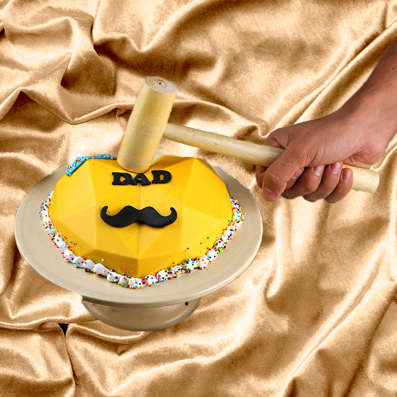 Dad Moustache Pinata Cake