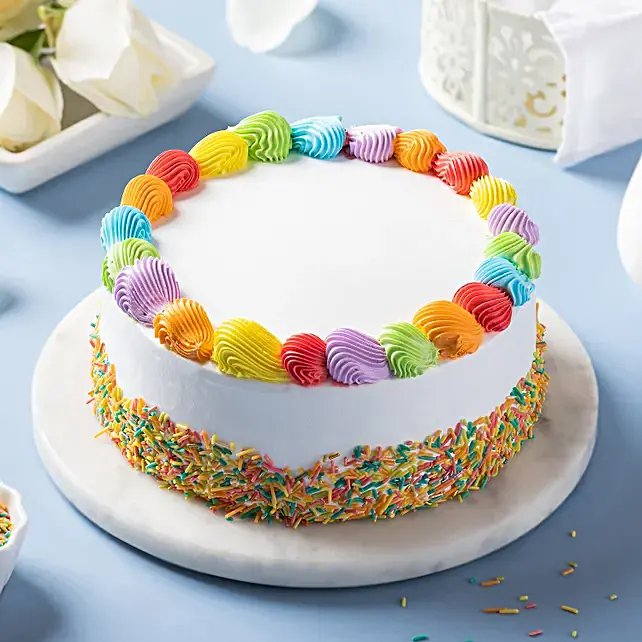 500 gm Rainbow Vanilla Cream Cake