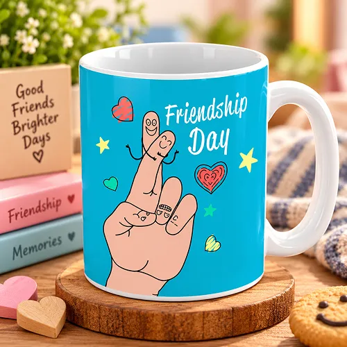 Finger Friends are Celebrating Friendship Day Printed Ceramic Mug