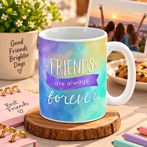 Friends are Always Forever Quote Printed Ceramic Coffee Mug