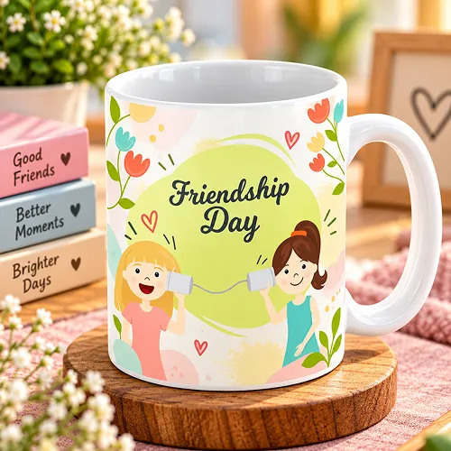 Girls are Enjoying Friendship Day Printed Ceramic Mug