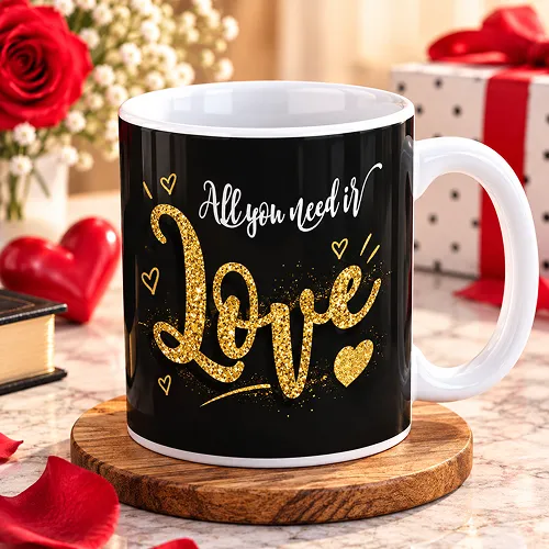 Glitter Love Text Printed Ceramic Coffee Mug Glitter Love Text Printed Ceramic Coffee Mug