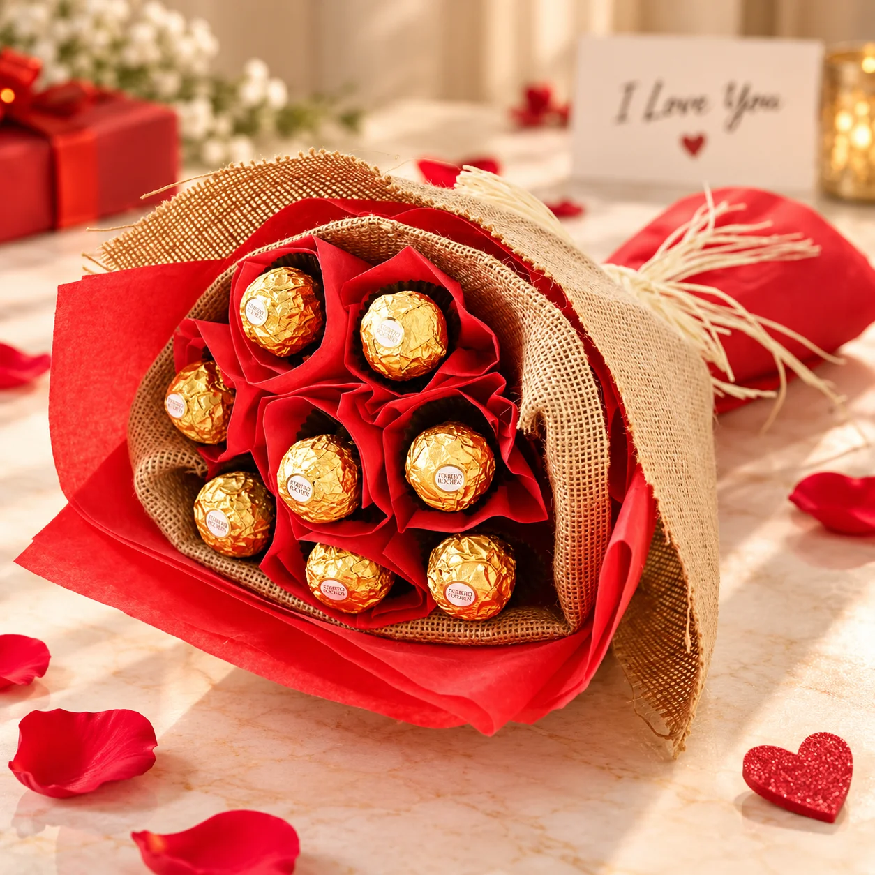 Golden Ferrero Choco Rose Bouquet Golden Ferrero Choco Rose Bouquet