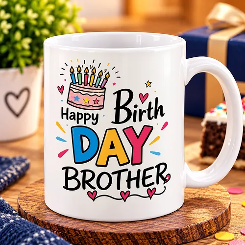 Happy Birthday Brother Quote Printed Ceramic Mug Happy Birthday Brother Quote Printed Ceramic Mug