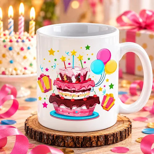 Happy Birthday Cake Printed Ceramic Mug Happy Birthday Cake Printed Ceramic Mug