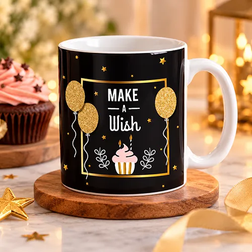Happy Birthday Shining Golden Balloons Printed Ceramic Mug Happy Birthday Shining Golden Balloons Printed Ceramic Mug
