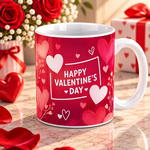 Happy Valentine's Quote Printed Ceramic Coffee Mug Happy Valentine's Quote Printed Ceramic Coffee Mug