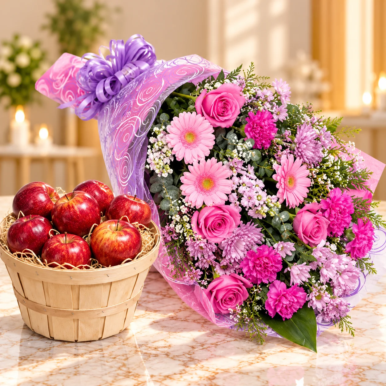 Healthy Basket With Flowers Healthy Basket With Flowers