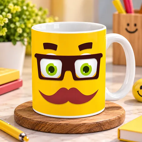 Illustrator Man Friends Gift for Birthday, Friendship day Ceramic Coffee Mug, Yellow