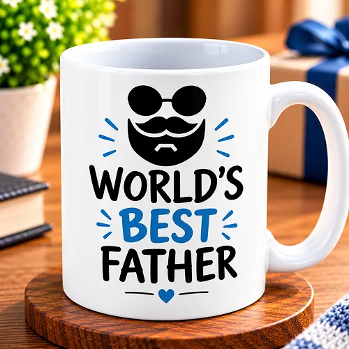 Illustrator World's Best Father Quote Printed Ceramic Coffee Mug Illustrator World's Best Father Quote Printed Ceramic Coffee Mug