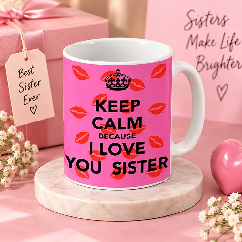 Keep Calm Love you Sister Quote Printed Ceramic Mug