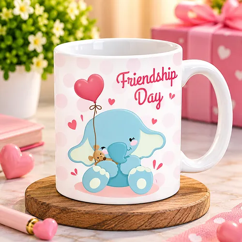 Little Elephant Celebrating Friendship Day Printed Ceramic Mug