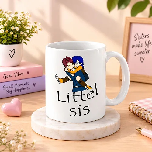 Little Sis Quote Printed Ceramic Mug