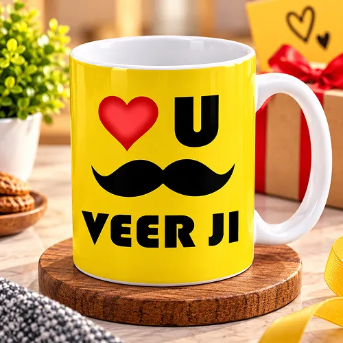 Love you veer ji Text Printed Ceramic Mug Love you veer ji Text Printed Ceramic Mug