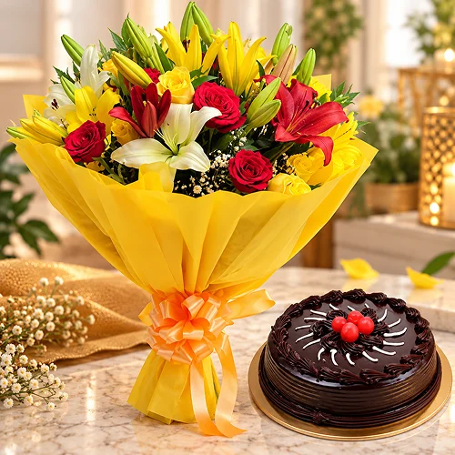 Mixed Roses N Lilies Deluxe