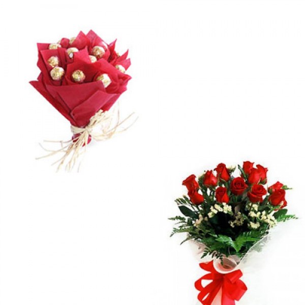 Ferrero Rocher Bouquet with Flowers