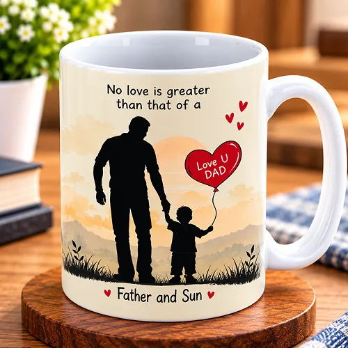 No Love is Greater Than Father and Son Quote Printed Ceramic Coffee Mug No Love is Greater Than Father and Son Quote Printed Ceramic Coffee Mug