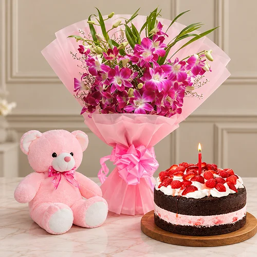 Orchids teddy n Cake Orchids teddy n Cake