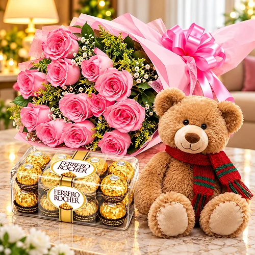 Pink Passion with Teddy Combo Pink Passion with Teddy Combo