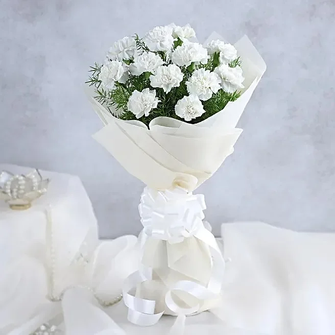 Pure White Carnation Bouquet Pure White Carnation Bouquet