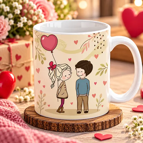 Romantic Cartoon Couple Printed Ceramic Coffee Mug Romantic Cartoon Couple Printed Ceramic Coffee Mug