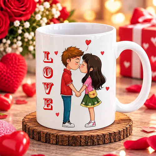 Romantic Couple Kissing Love Printed Ceramic Coffee Mug Romantic Couple Kissing Love Printed Ceramic Coffee Mug