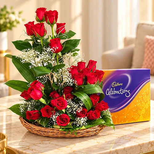 Roses Bouquet & Cadbury Combo Roses Bouquet & Cadbury Combo