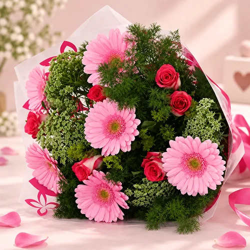 Roses and Gerbera Bunch Roses and Gerbera Bunch