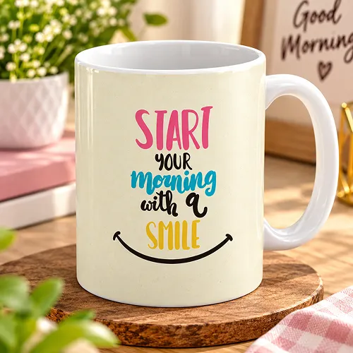 Start the Morning with Smile Printed Ceramic Mug