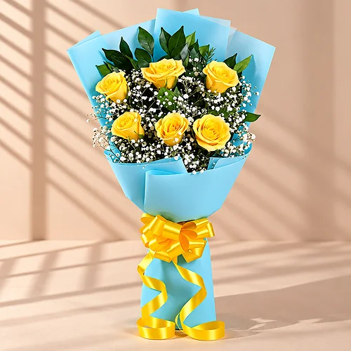 Sunny Yellow Roses & Dairy Milk Delight Bouquet_B