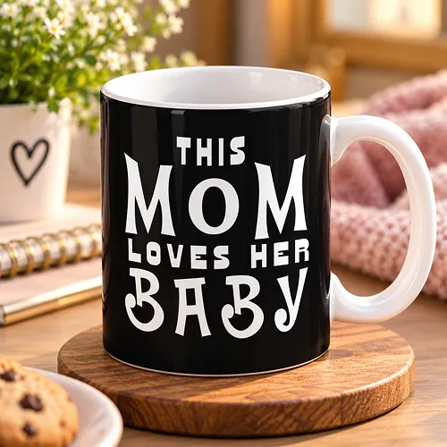 This Mom Loves Her Baby Quote Printed Ceramic Coffee Mug This Mom Loves Her Baby Quote Printed Ceramic Coffee Mug