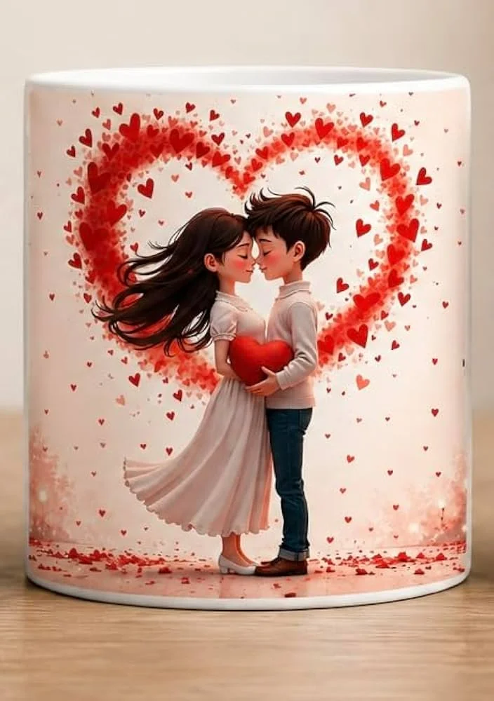 Valentine Couple Heart Print Coffee Mug Valentine Couple Heart Print Coffee Mug