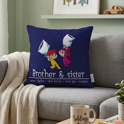 We Fight We Love Quote Printed Satin Cushion Cover, Dark Blue We Fight We Love Quote Printed Satin Cushion Cover, Dark Blue